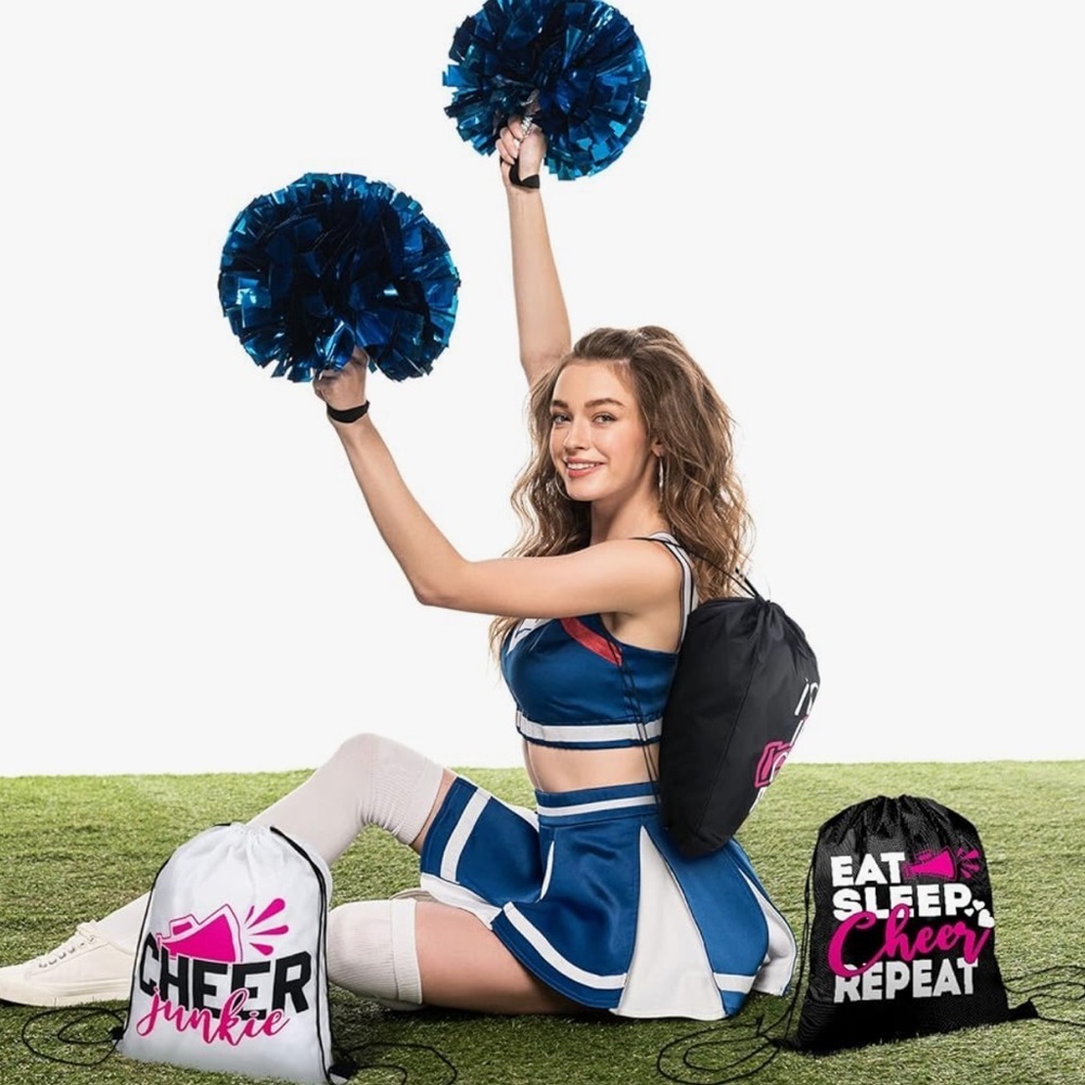 Drawstring Gym Bag Cheerleader backpack‎ pink and black